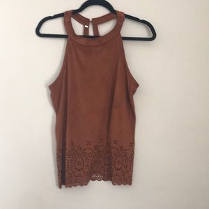 Brown pseudo-suede tank top